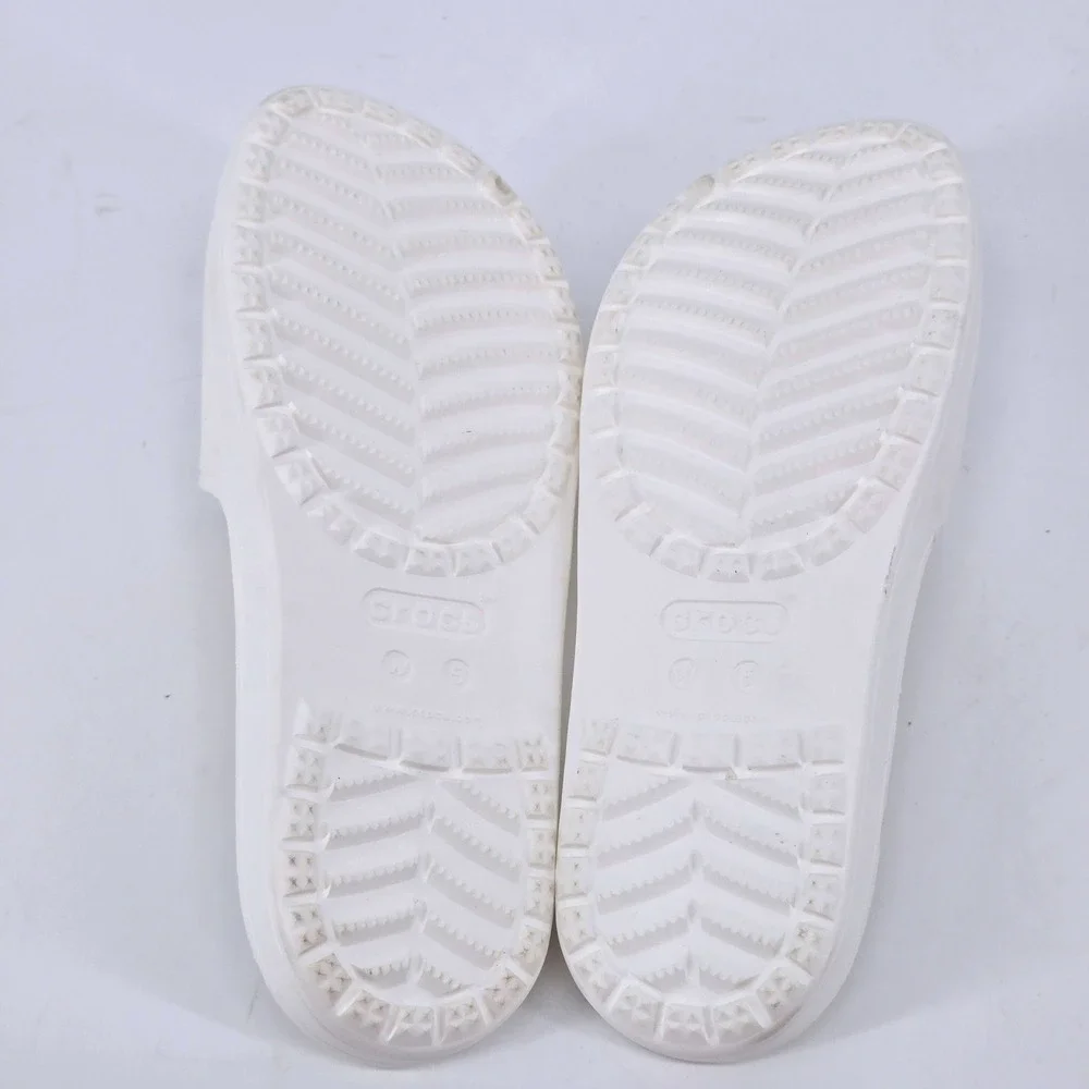 Crocs Classic Slide White Monochrome Waterproof Comfort Pool Beach Sandals W5